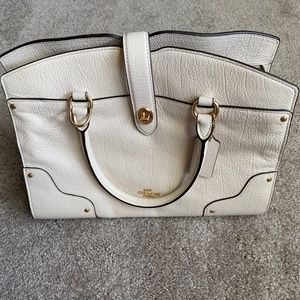 Phone White leather coach, top handle bag